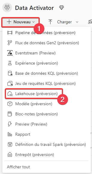Création d’un lakehouse - étape 1