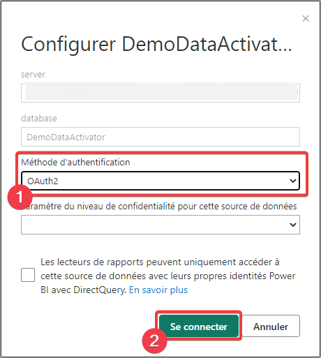 Paramétrage du jeu de données Power BI - étape 3