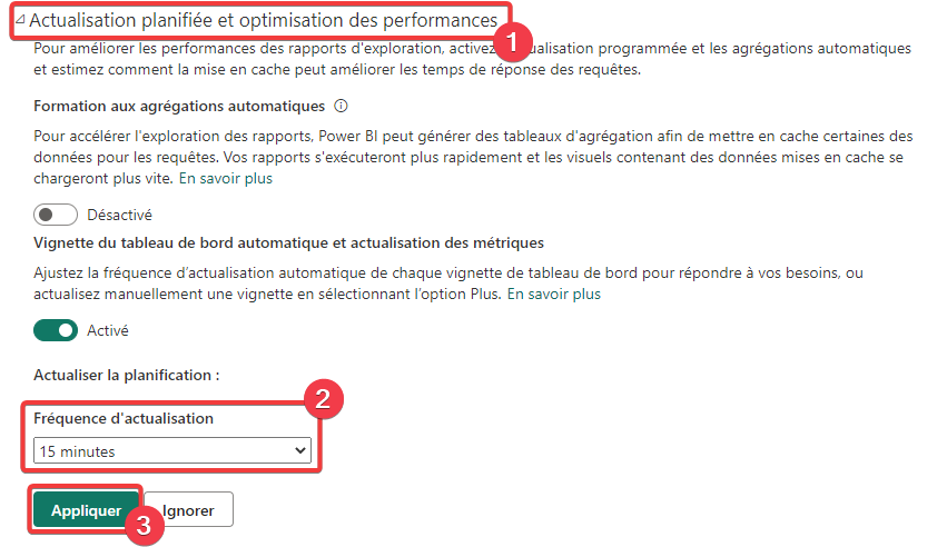 Paramétrage du jeu de données Power BI - étape 4