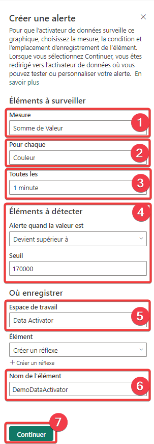 Création d’un déclencheur avec Power BI - étape 2