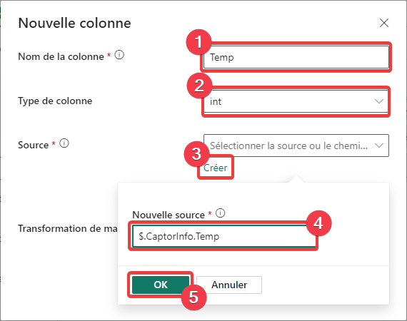 Création du traitement Eventstream - étape 9