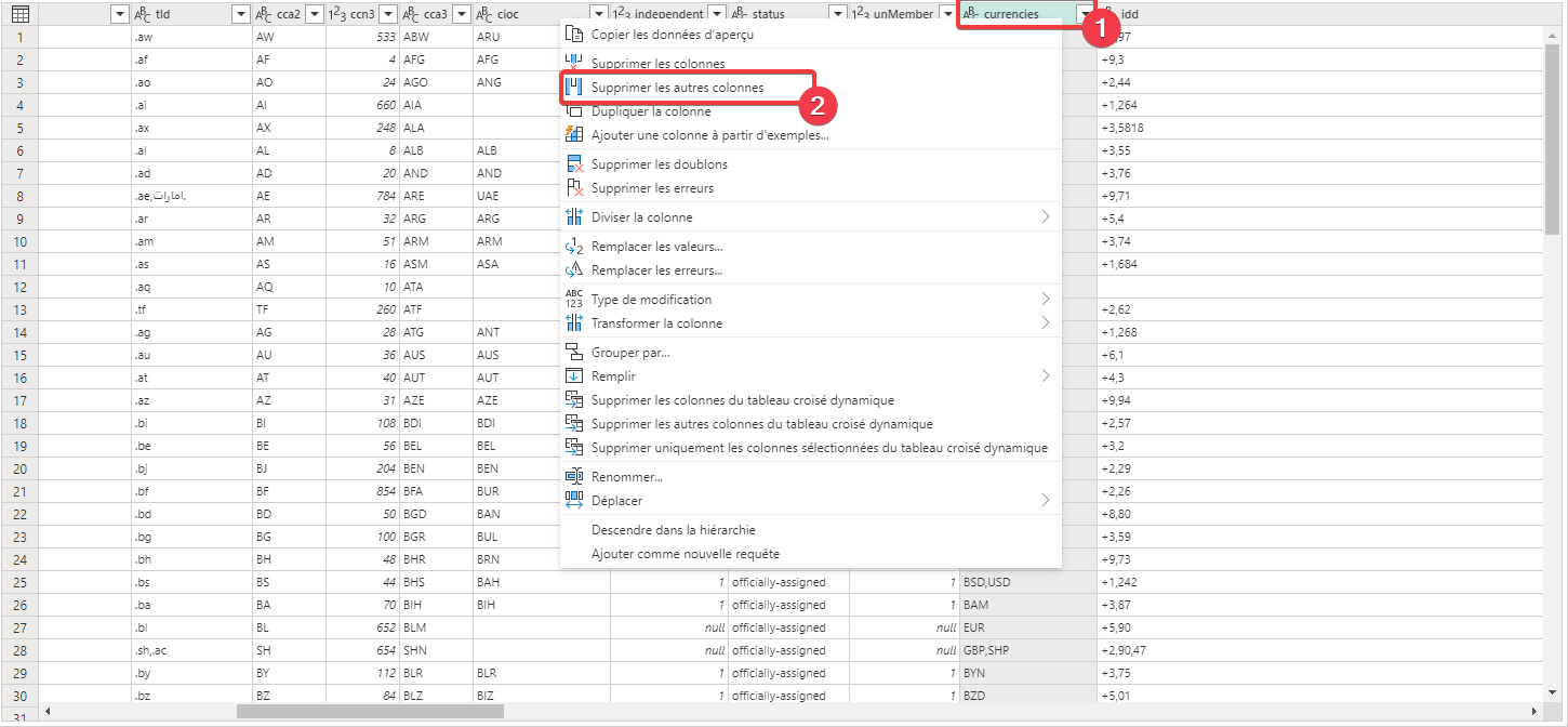 Obtenir la liste des devises