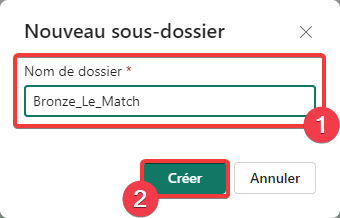 Création d’un dossier dans le lakehouse - étape 2