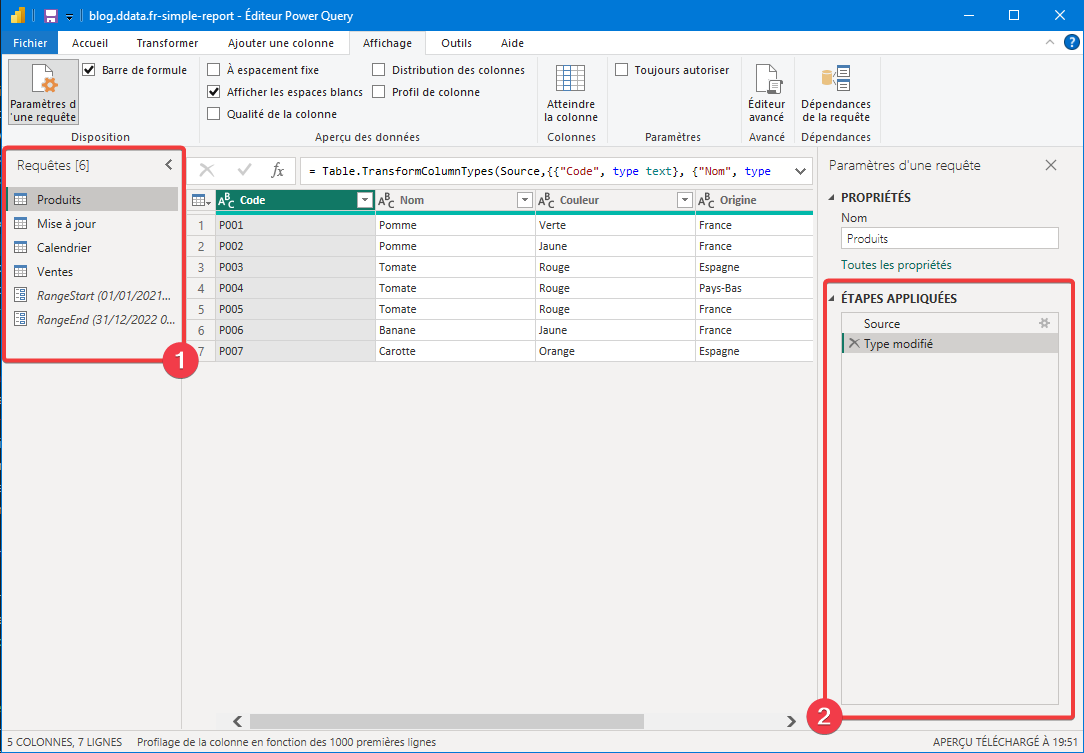 Editeur Power Query