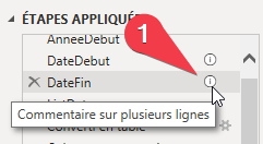 Commentaires dans les étapes Power Query