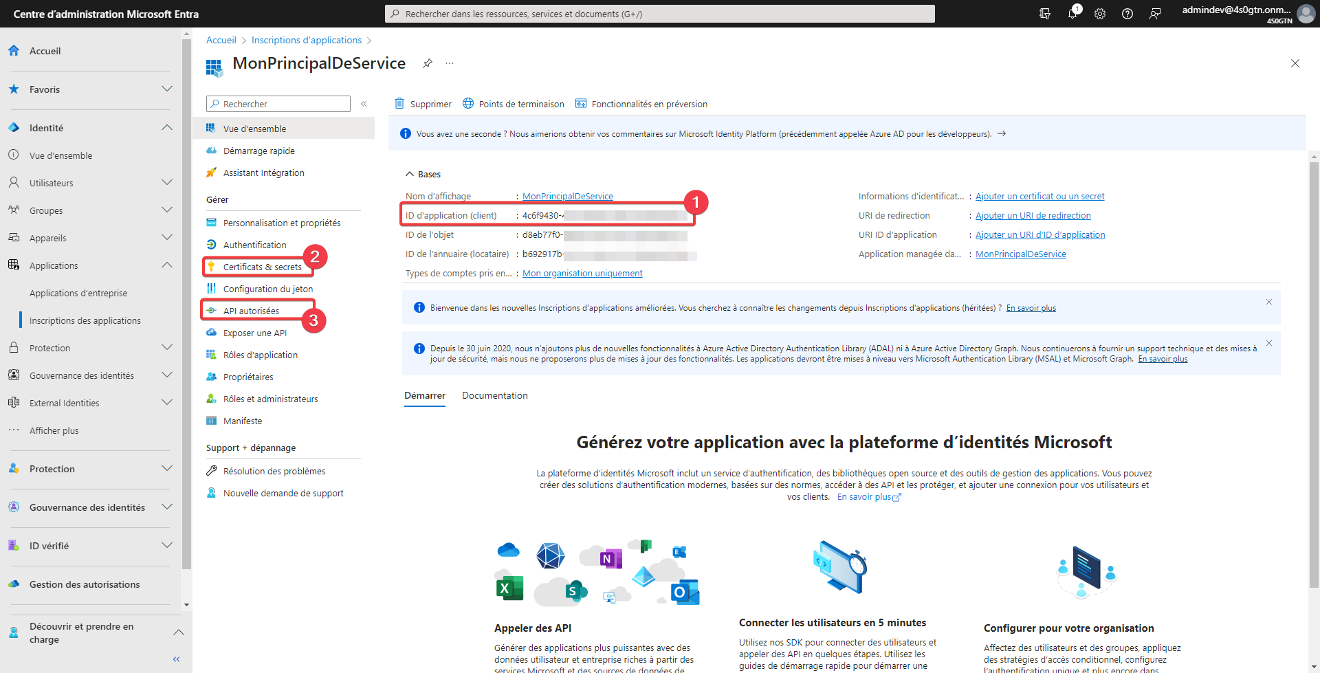 Information sur votre principal de service