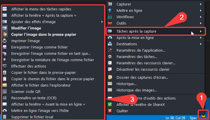 Modifications des actions après capture