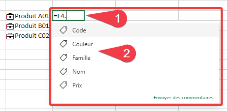 Utilisation des types de données dans Excel - étape 4