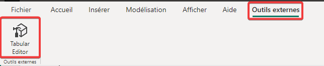 Tabular Editor dans le menu Outils externes