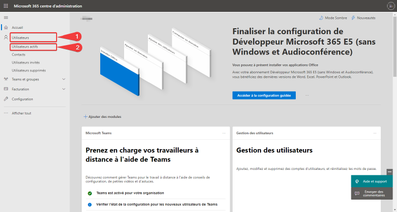 Portail d&rsquo;administration Microsoft 365