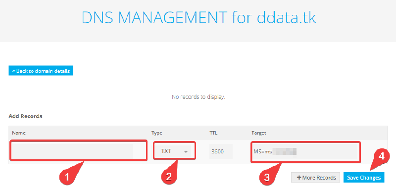 Interface d’administration domaines DNS
