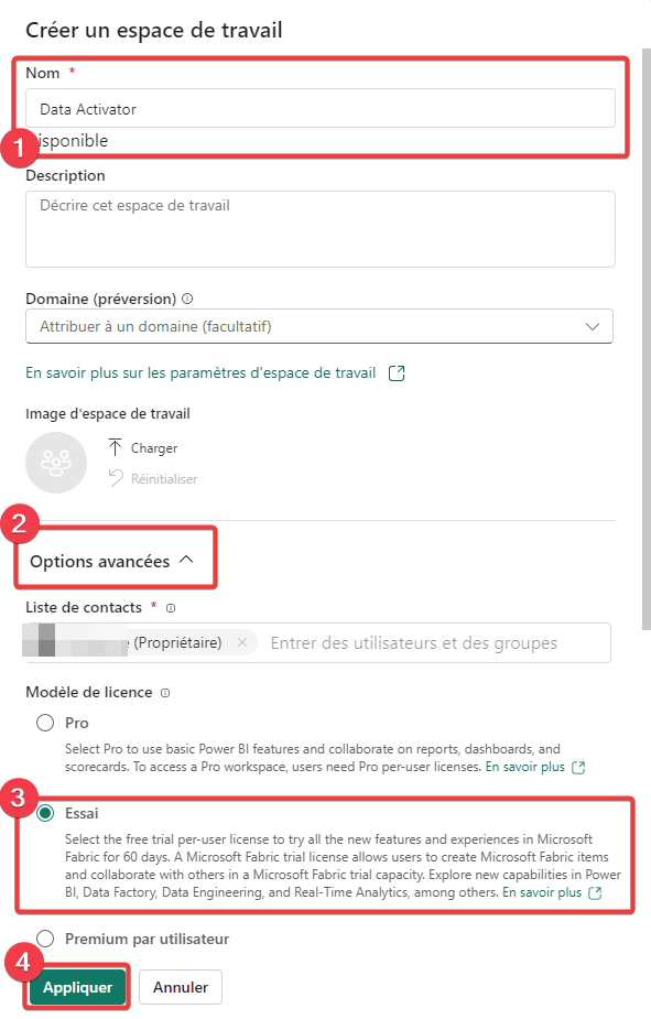 Création de l&rsquo;espace de travail