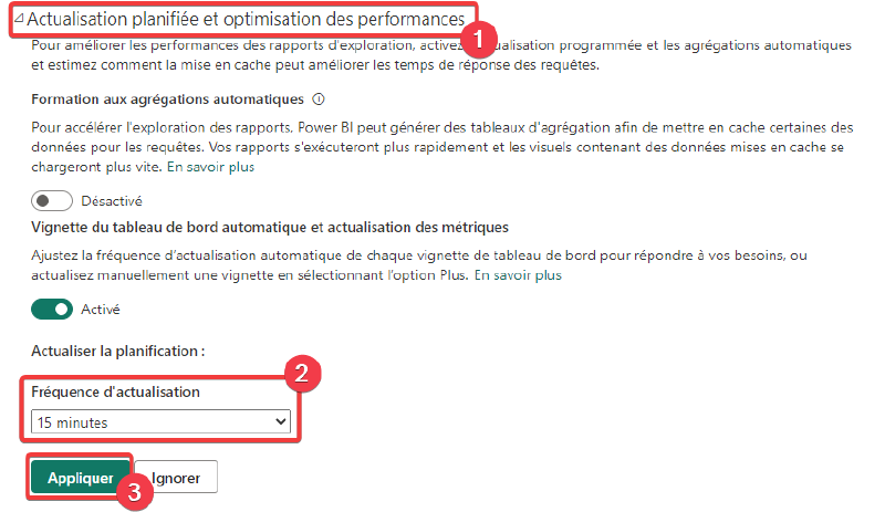 Paramétrage du jeu de données Power BI - étape 4