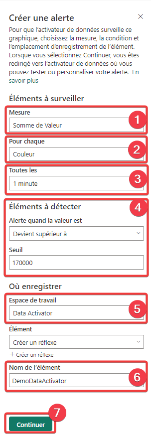 Création d&rsquo;un déclencheur avec Power BI - étape 2