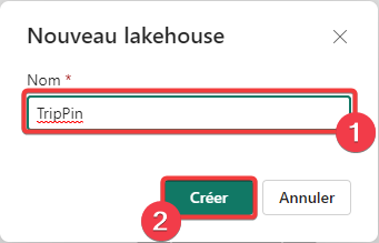 Création d&rsquo;un lakehouse - étape 2