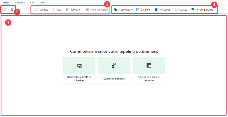 Espace de création du pipeline