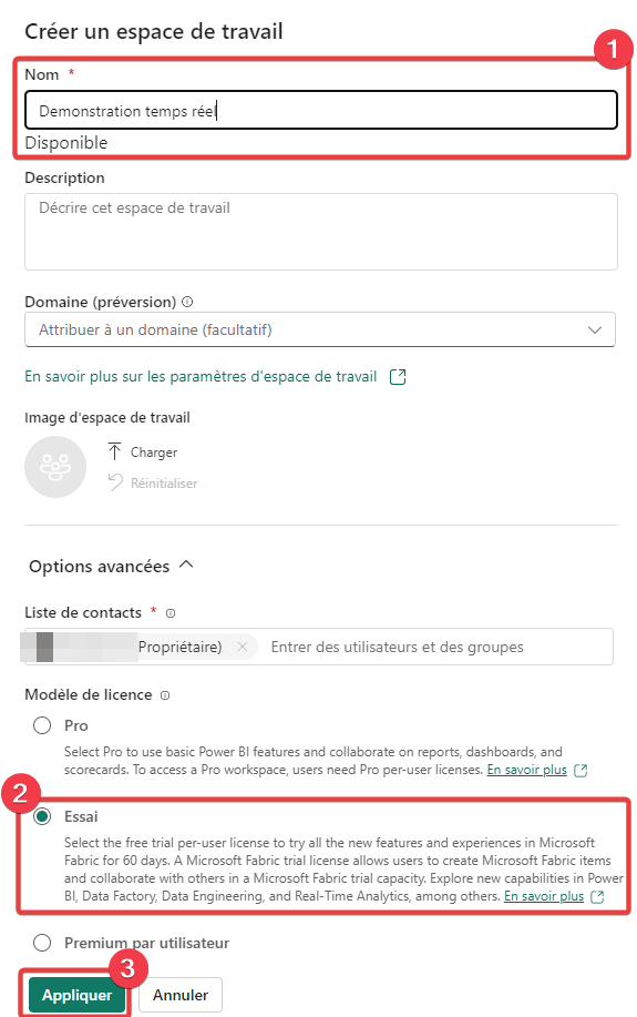 Création de l&rsquo;espace de travail
