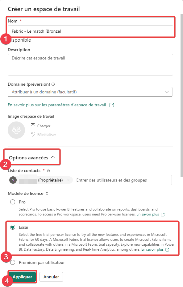 Création de l&rsquo;espace de travail