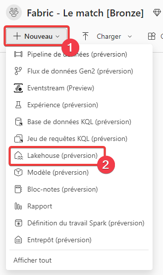 Création d&rsquo;un lakehouse - étape 1