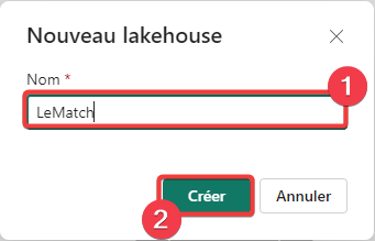 Création d&rsquo;un lakehouse - étape 2