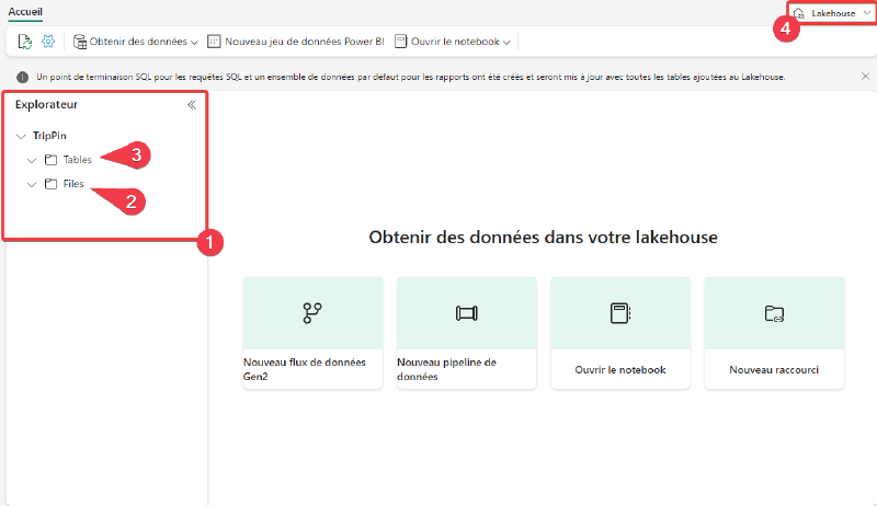 Explorateur du lakehouse
