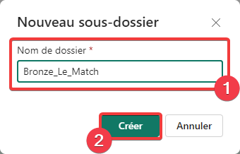 Création d&rsquo;un dossier dans le lakehouse - étape 2