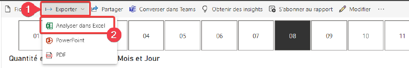 Analyser dans Excel depuis un rapport