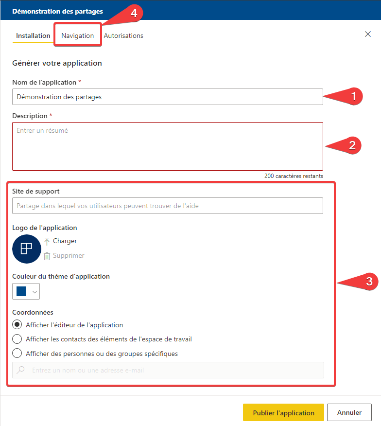 Information générale sur l&rsquo;application