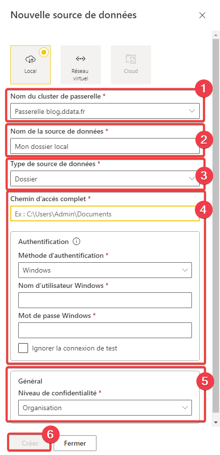 Configuration d&rsquo;une source de données