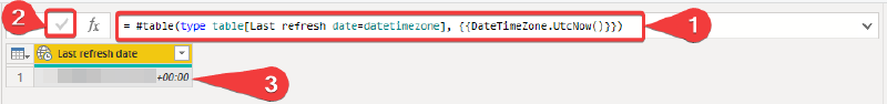 Code dans la barre de formule