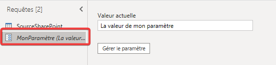 Création d&rsquo;un paramètre