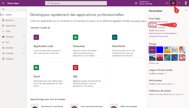 Voir les plans actifs