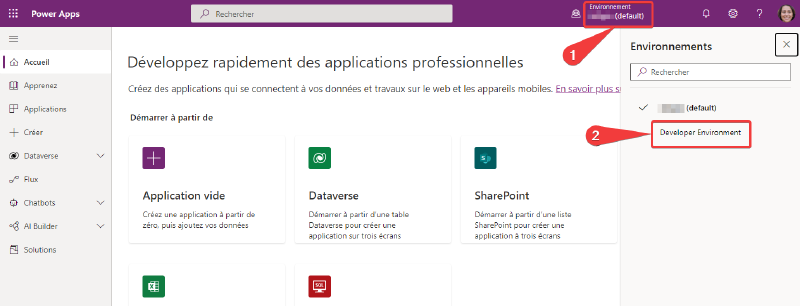Voir les environnements